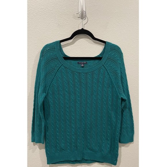 AMERICAN EAGLE Knit Teal Sweater - Picture 1 of 4